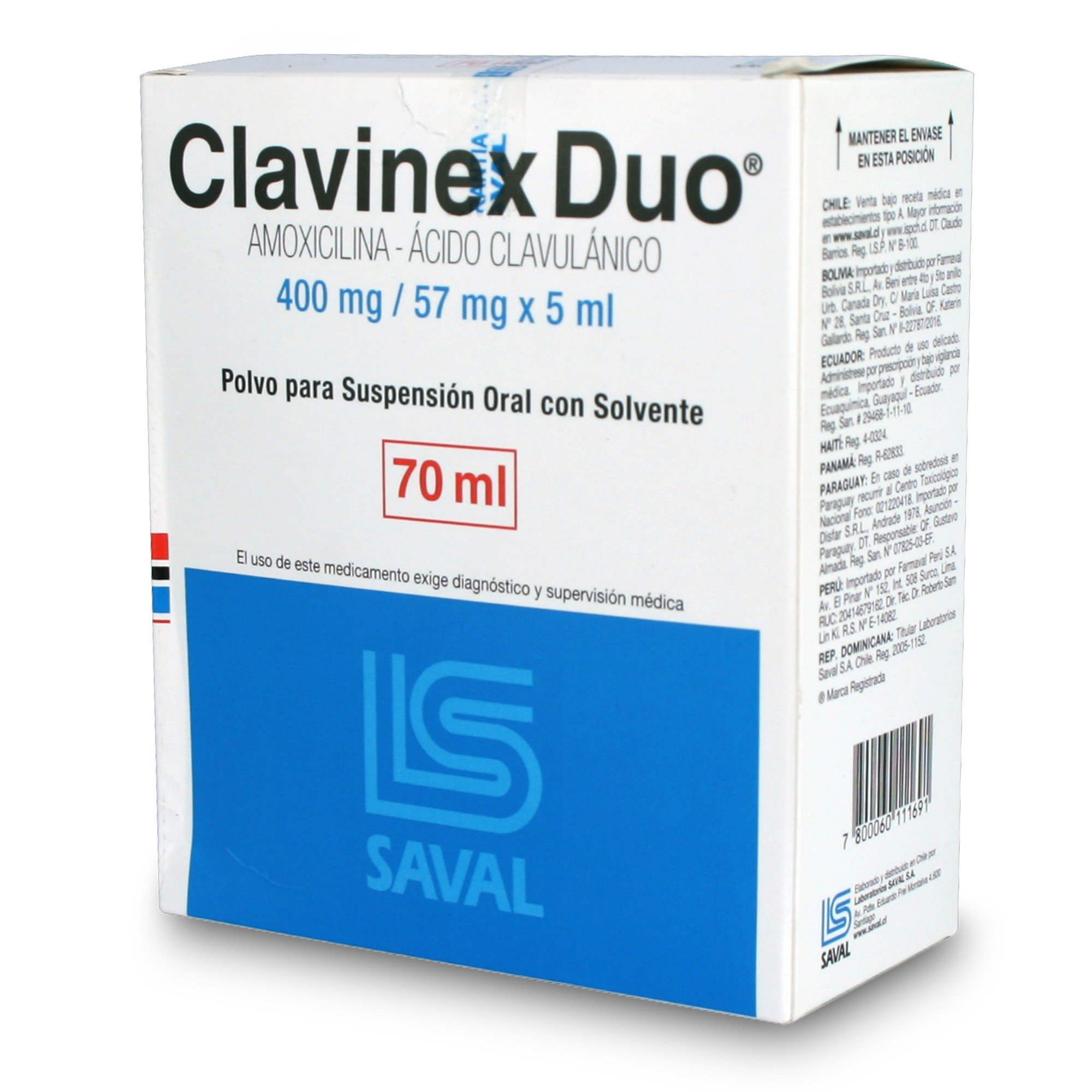 Clavinex Duo Amoxicilina 57 mg Suspensión 70 mL