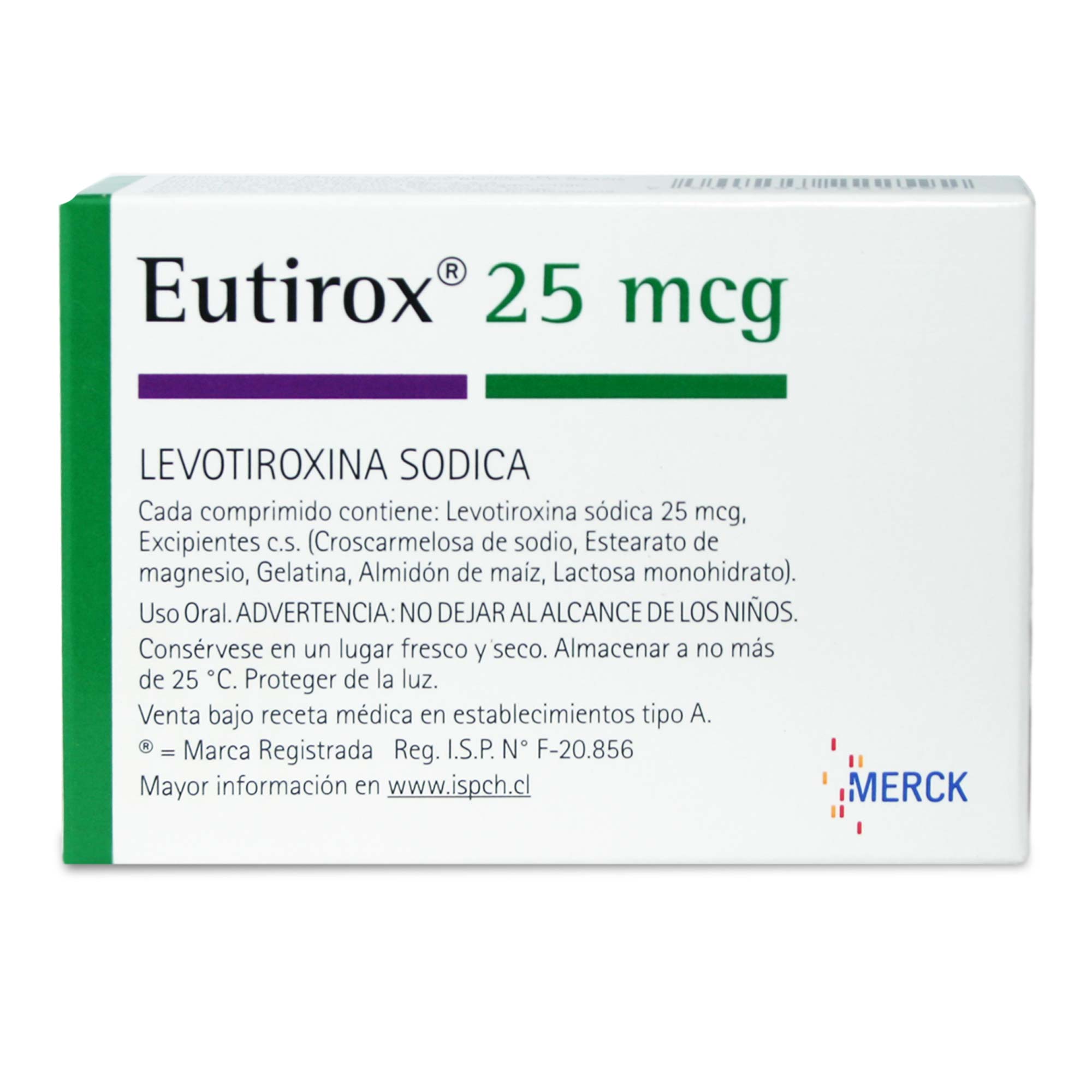 Eutirox 25 Levotiroxina 25 mcg 50 Comprimidos | Farmacias Cruz Verde