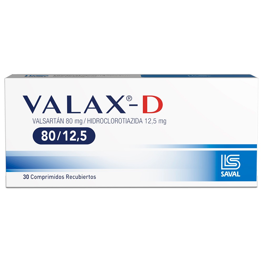 Valax-D 80/12,5 Valsartan 80 mg Hidroclorotiazida 12,5 mg 30 Comprimidos Recubiertos