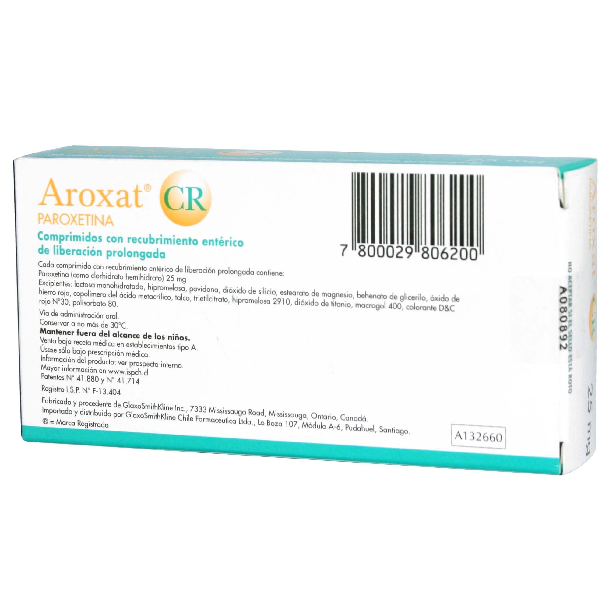 Aroxat CR Paroxetina 25 mg 30 Comprimidos | Farmacias Cruz Verde