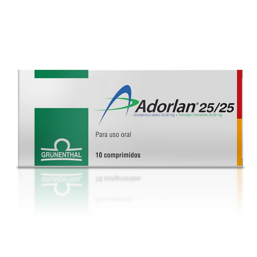 Adorlan 25/25 diclofenaco 25 mg tramadol 25 mg 10 comprimidos