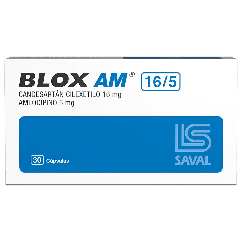 Blox AM Candesartan Cilexetilo 16 mg Amlodipino 5 mg 30 capsulas