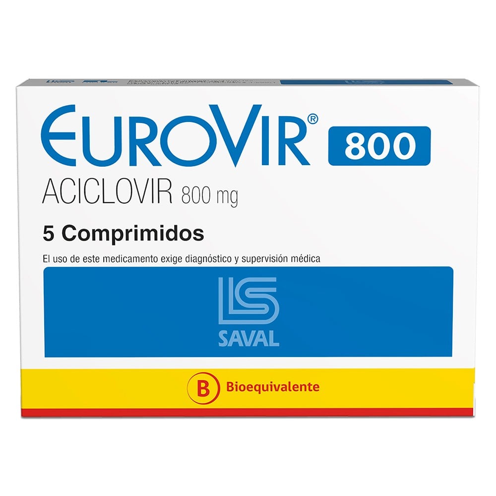 Eurovir Aciclovir 800 mg 5 Comprimidos
