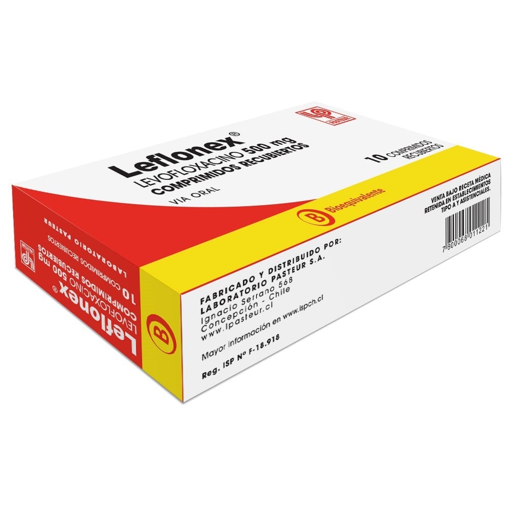 Leflonex Levofloxacino 500 mg 10 Comprimidos | Farmacias Cruz Verde