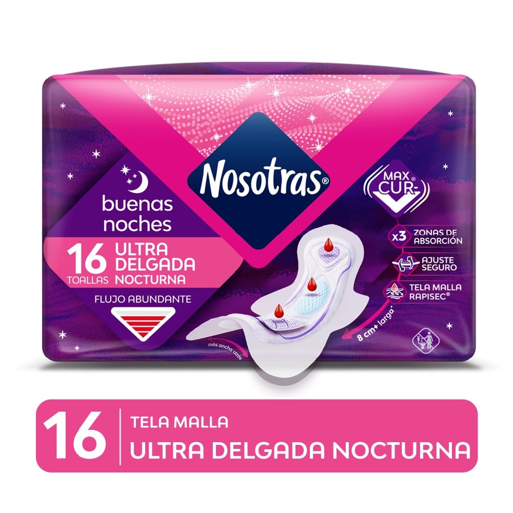 Toalla Higienica Buenas Noches Ultradelgada Tela Malla 16 Unidades