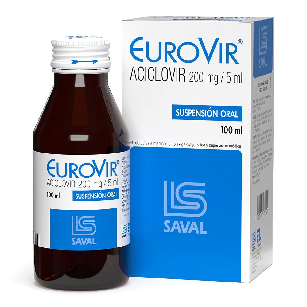 Eurovir Aciclovir 200 mg/5ml Suspensión 100 mL