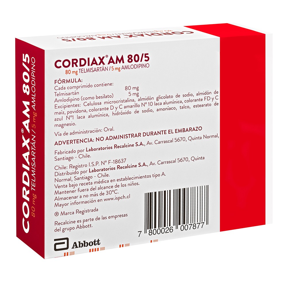 Cordiax AM (80 / 5 mg) 40 Comprimidos | Cruz Verde