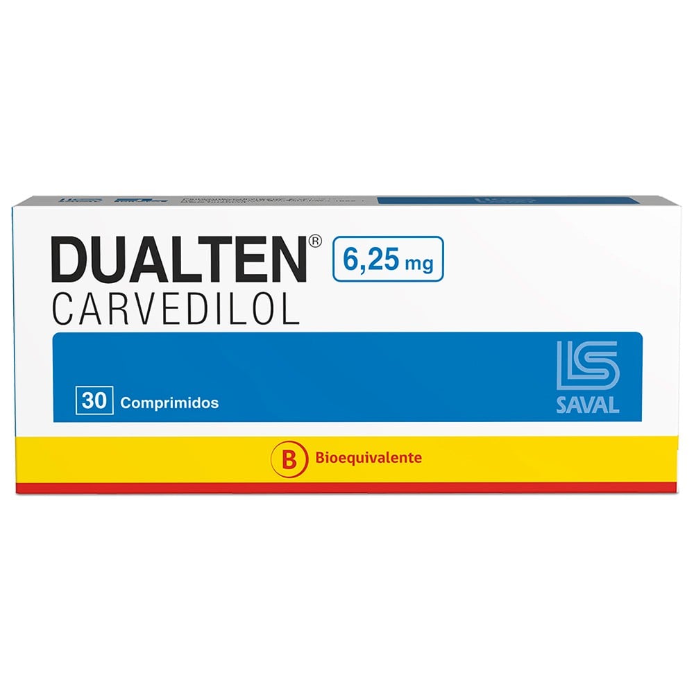 Dualten Carvedilol 6,25 mg 30 Comprimidos