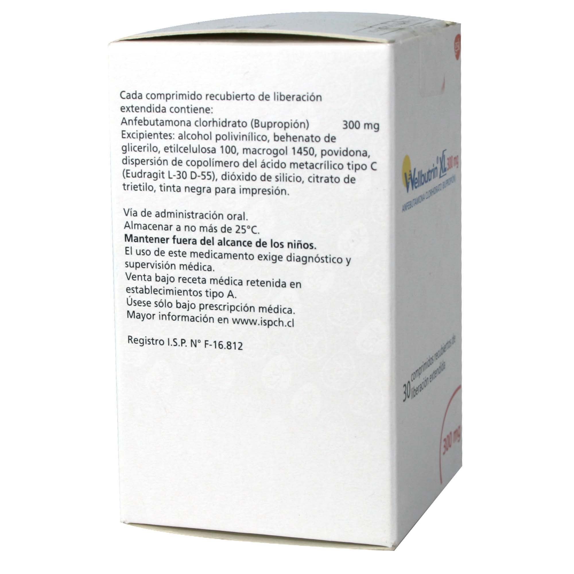 Wellbutrin XL Bupropión 300 mg 30 Comprimidos de Liberación Prolongada