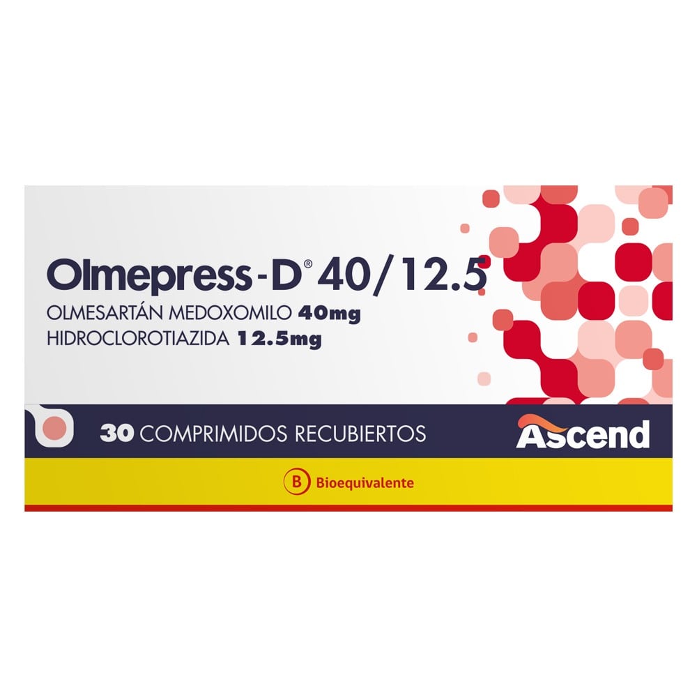 Olmepress-D 40/12,5 Olmesartan 40 mg Hidroclorotiazida 12,5 mg 30 Comprimidos Recubiertos