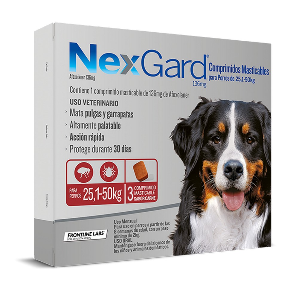 Nexgard Afoxolaner 136 mg 3 Comprimido Masticable Sabor Carne