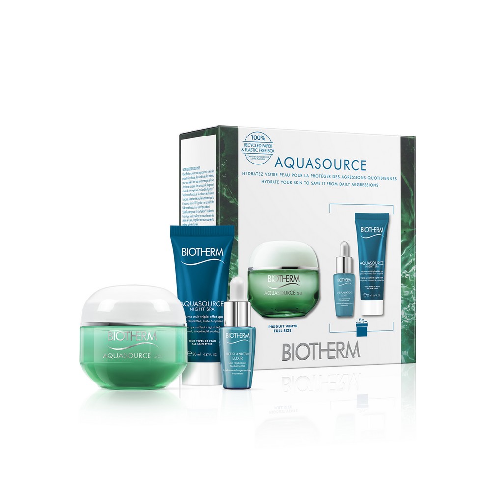 Biotherm Aquasource Gel 50Ml+Crema Night Spa 20Ml+Elixir 7Ml | Cruz Verde