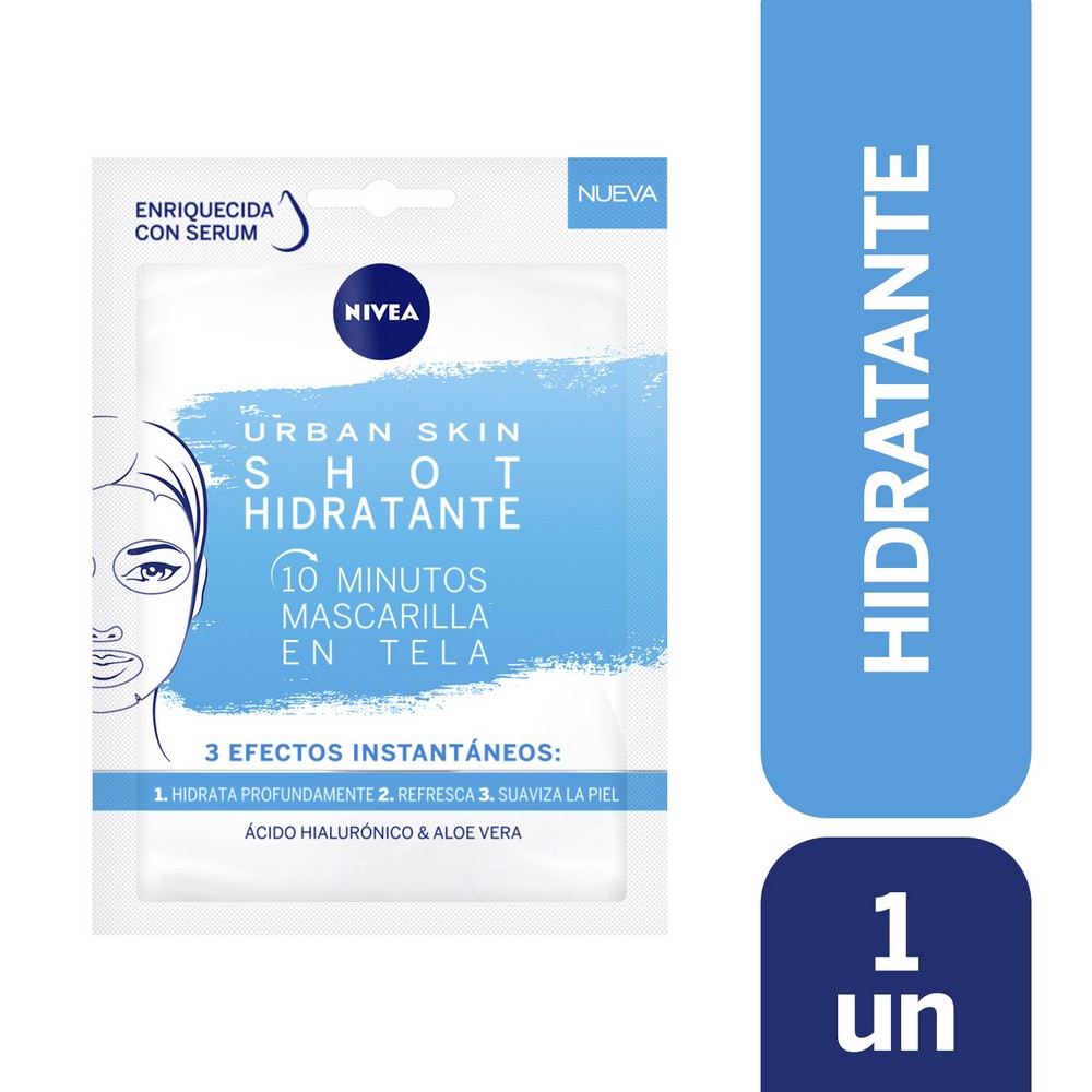 Urban Skin Mascarilla En Tela Shot Hidratante 10 Minutos Todo Tipo Piel X1