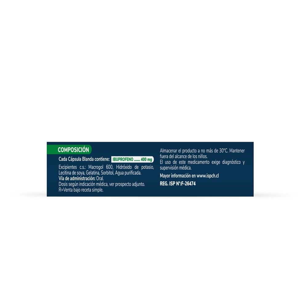 Ibucalm Ibuprofeno 400 mg 10 cápsulas blandas | Cruz Verde