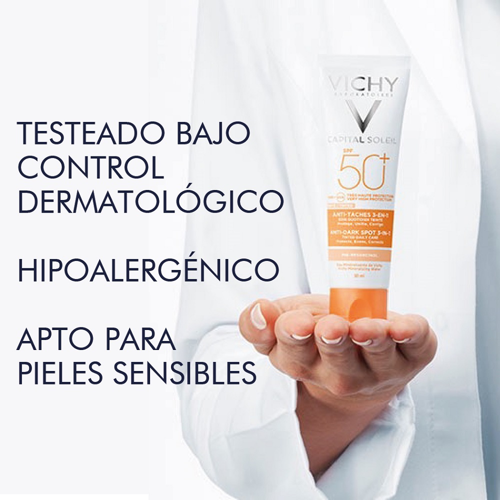 Protector Solar Rostro Capital Soleil Antimanchas 3 en 1 FPS 50+ 50 ml ...