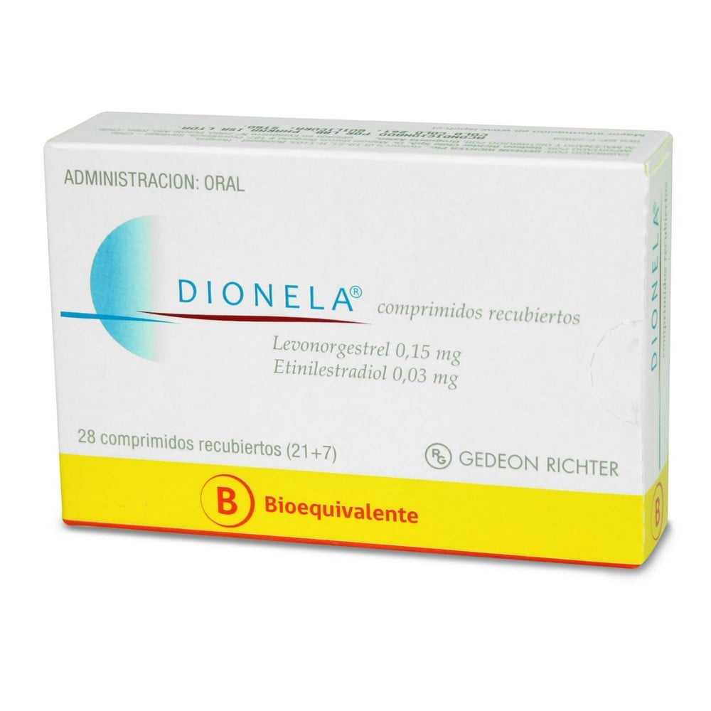 Dionela levonorgestrel 0,15 mg etinilestradiol 0,03 mg 28 comprimidos recubiertos