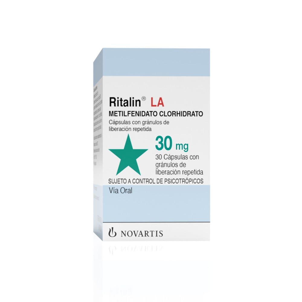 Ritalin Metilfenidato 30 mg 30 Capsulas