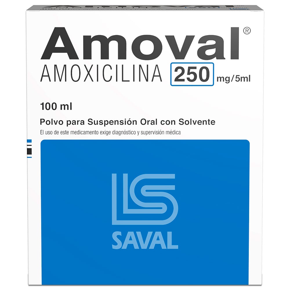 Amoval Amoxicilina 250 mg/5ml Suspension 100 mL