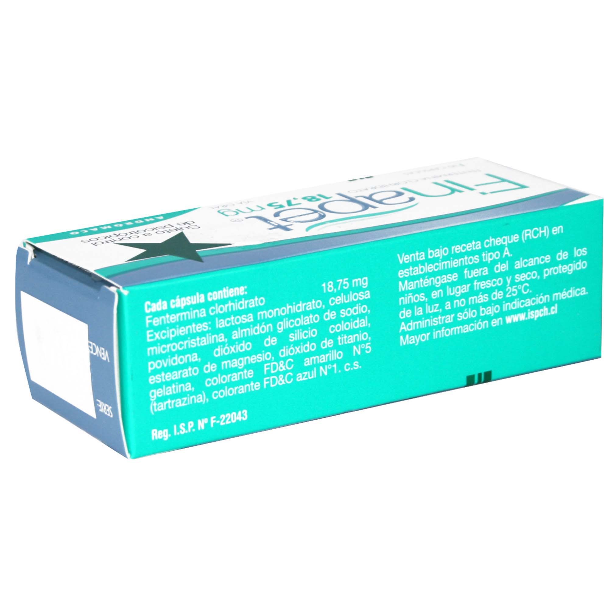 Finapet Fentermina 18,75 mg 30 Cápsulas | Farmacias Cruz Verde