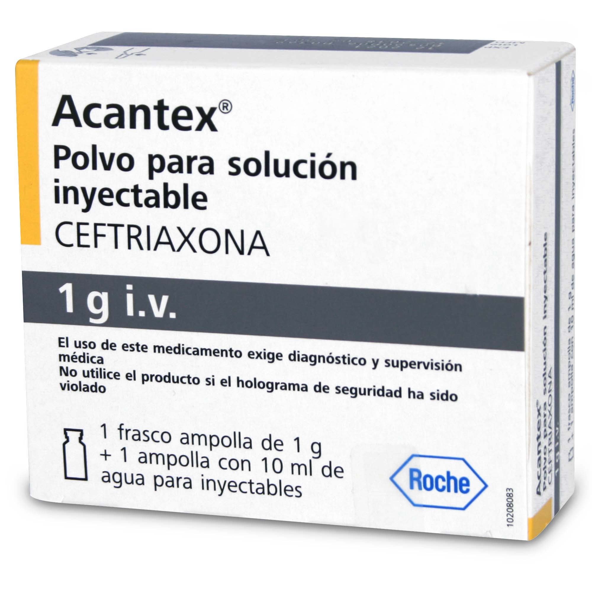 Acantex Ceftriaxona 1 gr 1 Ampolla Intravenosa | Farmacias Cruz Verde