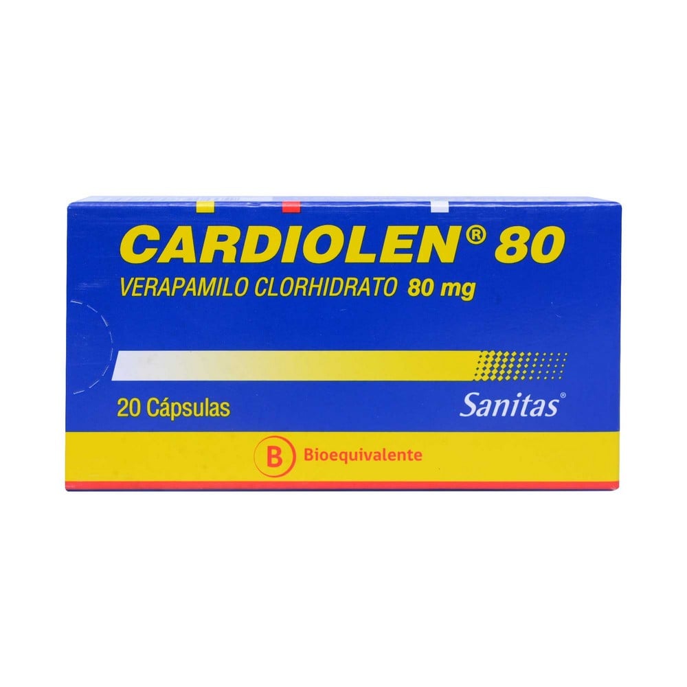 Cardiolen 80 Verapamilo Clorhidrato 80 mg 20 Capsulas