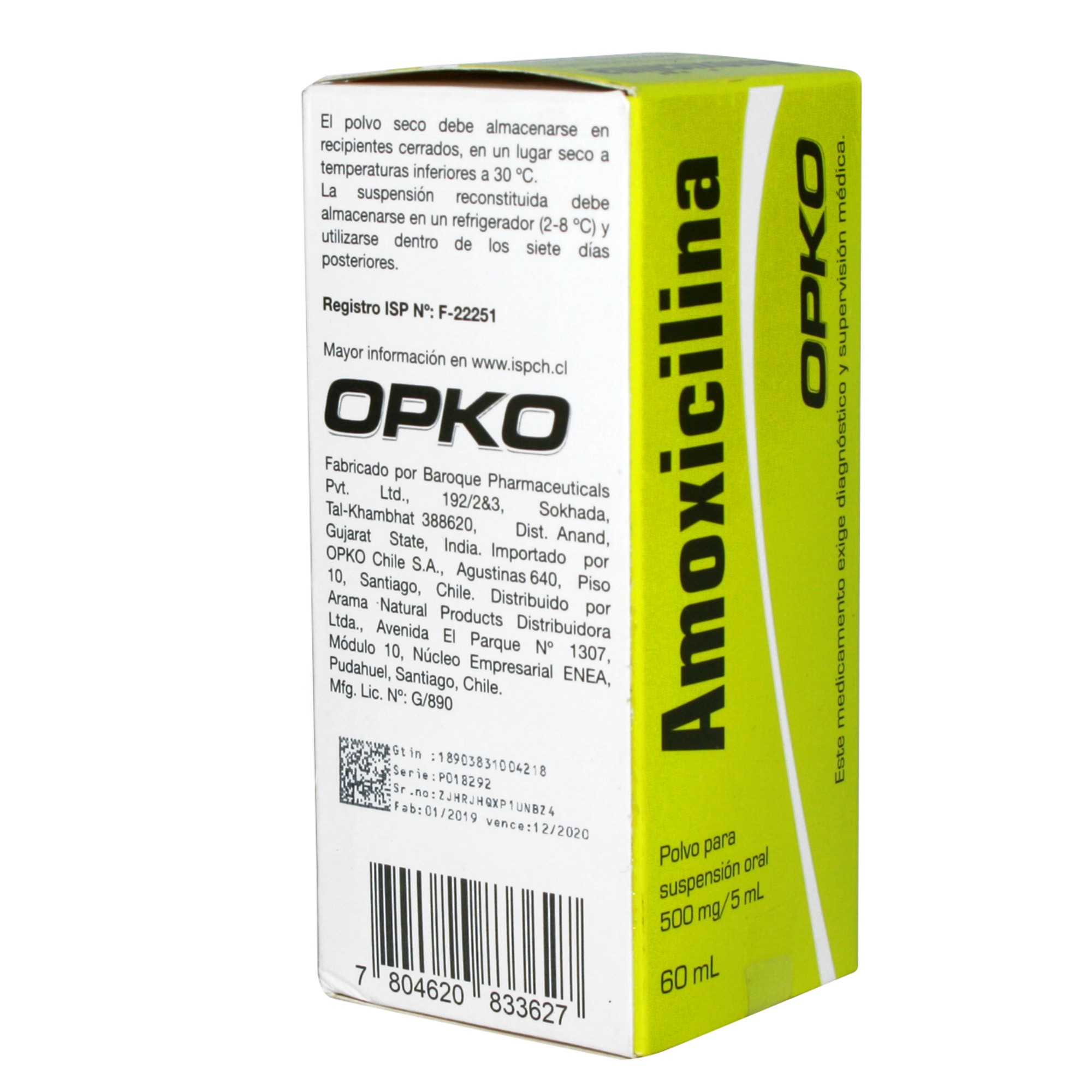 Amoxicilina 500 mg/5ml Jarabe 60 mL Cruz Verde